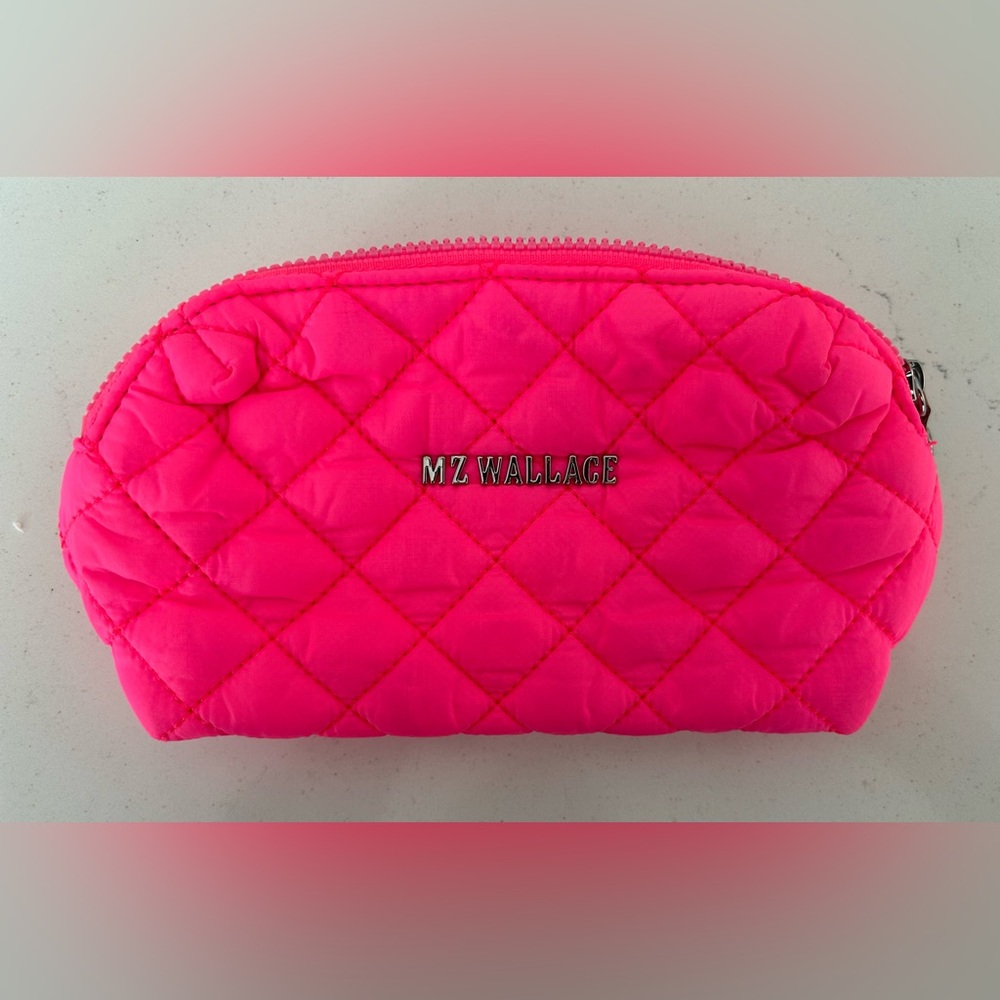 MZ Wallace Neon Pink Quilted Cosmetic Pouch